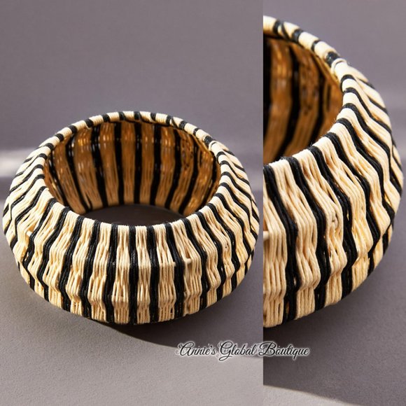 NWT ANTHROPOLOGIE Rosamund Woven Rattan Bangle Bracelet - Picture 9 of 16